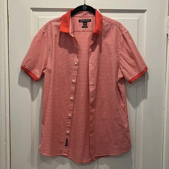 Michael Kors Men’s Button Down Short-Sleeve Shirt - Size Medium Slim Fit - Picture 3 of 12